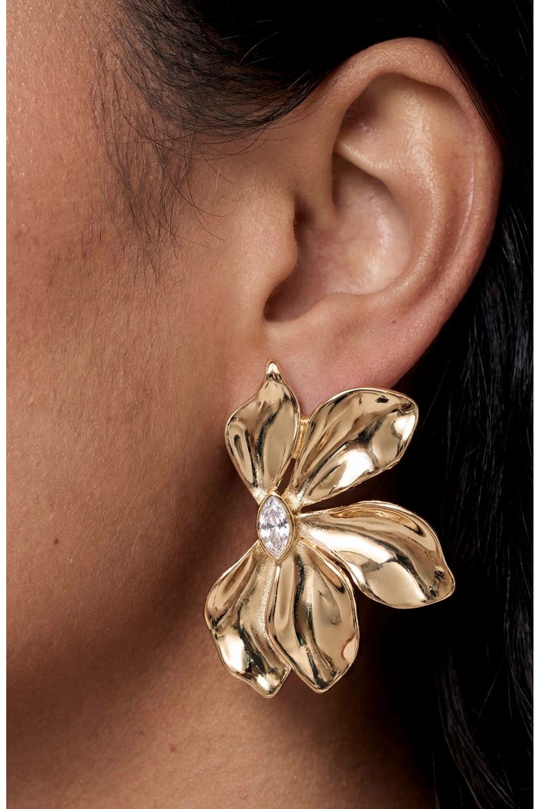 Crystal Bloom Statement Earrings, Alternate, color, GOLD