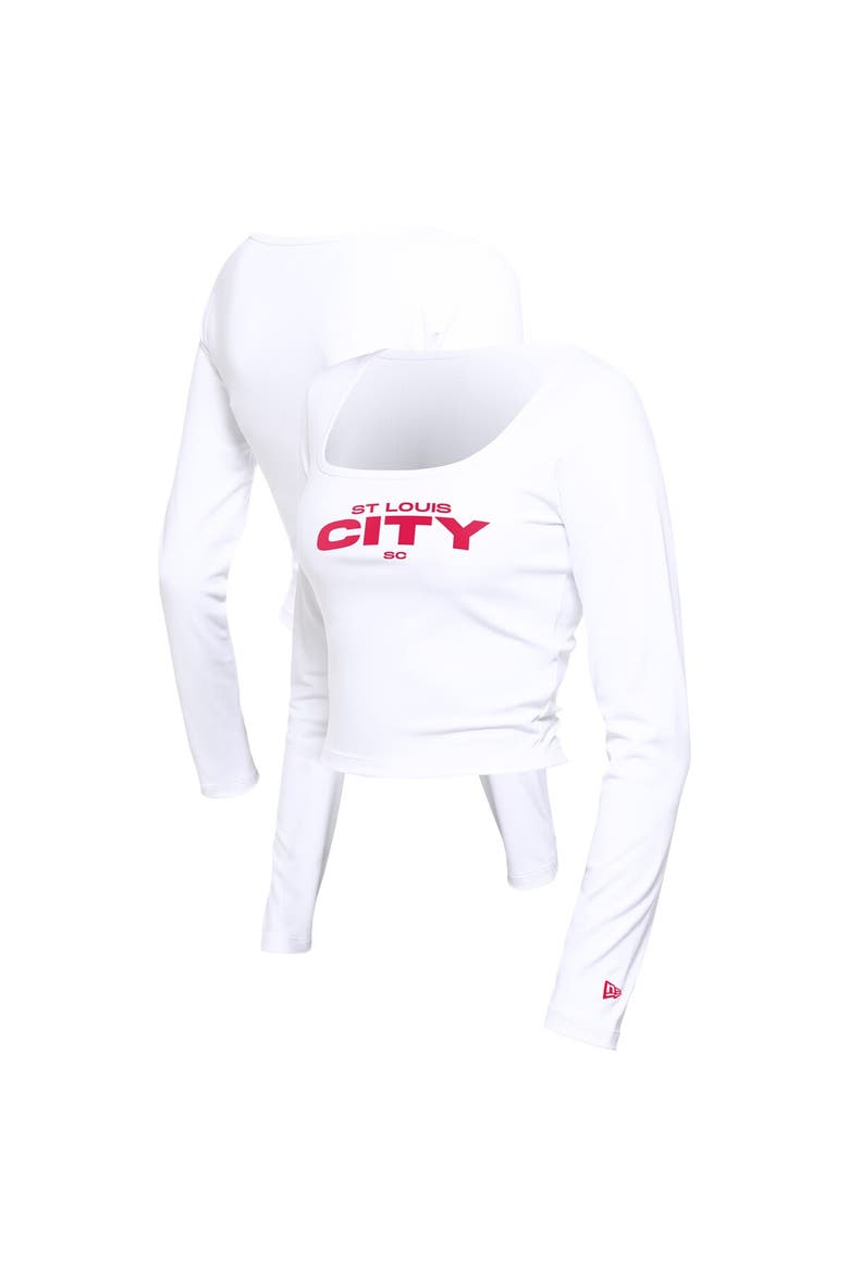 Women's 5th & Ocean by New Era  White St. Louis City SC Leisure Cropped Long Sleeve T-Shirt, Alternate, color, White