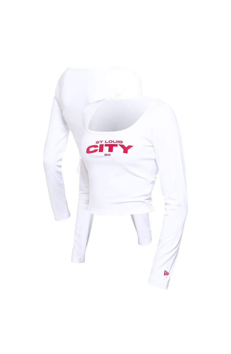 5TH AND OCEAN BY NEW ERA Women's 5th & Ocean by New Era White St. Louis City SC Leisure Cropped Long Sleeve T-Shirt, Alternate, color, White