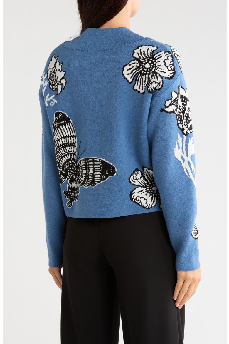 Mock Neck Jacquard Sweater, Alternate, color, BLUE SHADOW BUTTERFLY