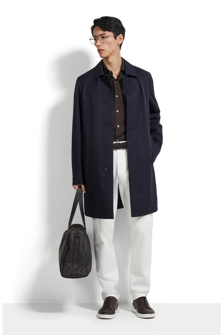 Water Repellent Microfiber Twill Raincoat, Alternate, color, NAVY BLUE