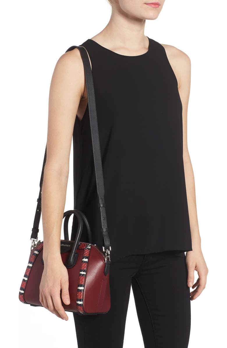 Givenchy Antigona Genuine Snakeskin & Calfskin Leather Satchel, Alternate, color,