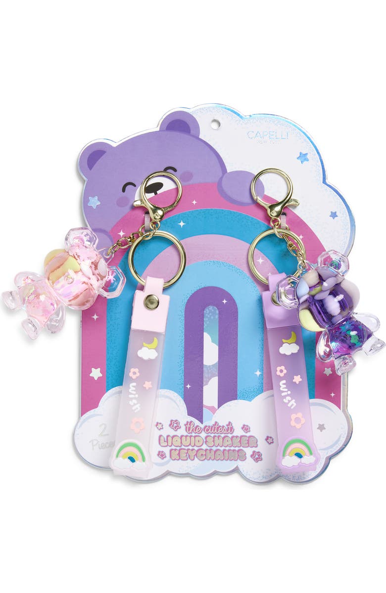Capelli New York Kids' Set of 2 Liquid Shaker Key Chains, Main, color, Pink Multi