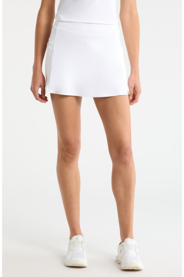 Knockout Mid Rise Scuba Knit Golf Skort, Main, color, SNOW
