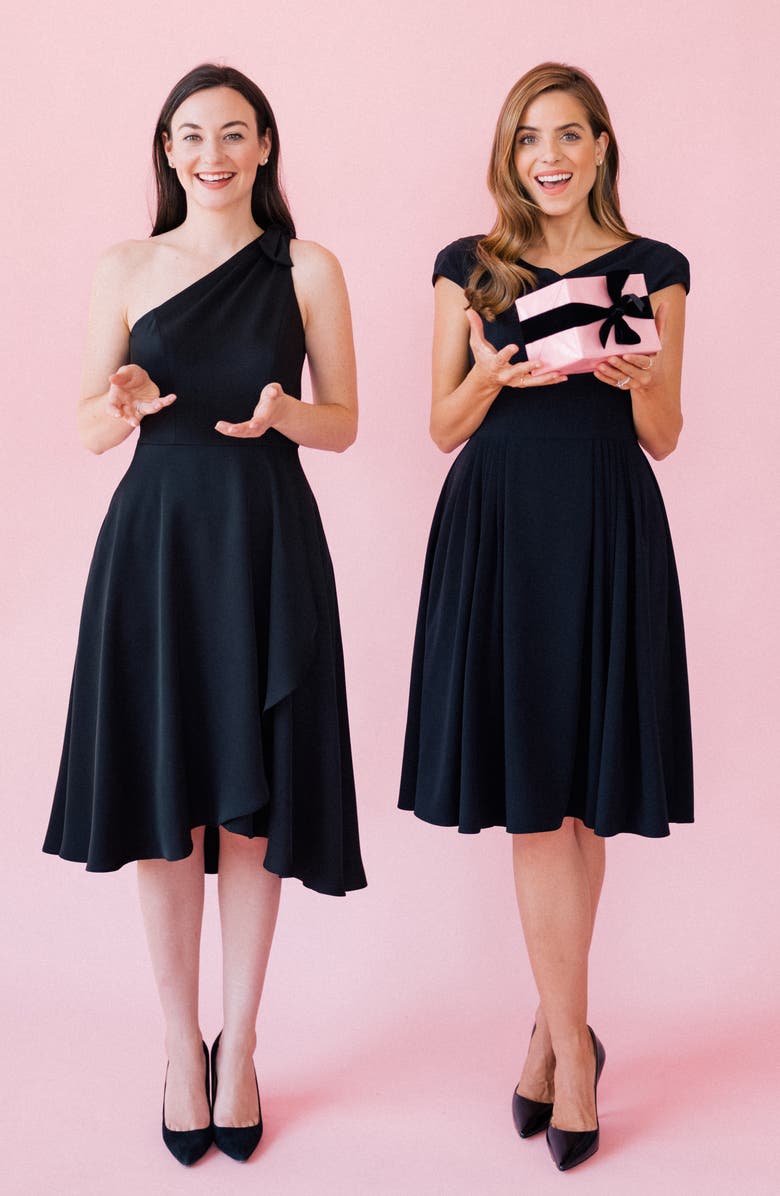 Gal Meets Glam Collection Ruthie Portrait Collar Satin Twill Dress, Alternate, color,