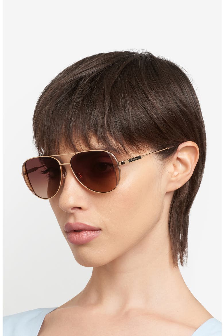 navigator 53mm aviator sunglasses, Alternate, color, GOLD GLITTER/ BROWN SF