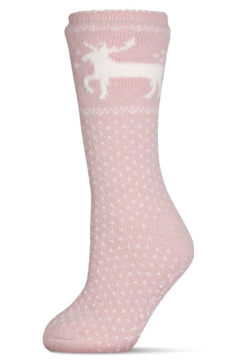MeMoi Pretty Prancer Fleece Lined Slipper Socks, Main, color, Pink