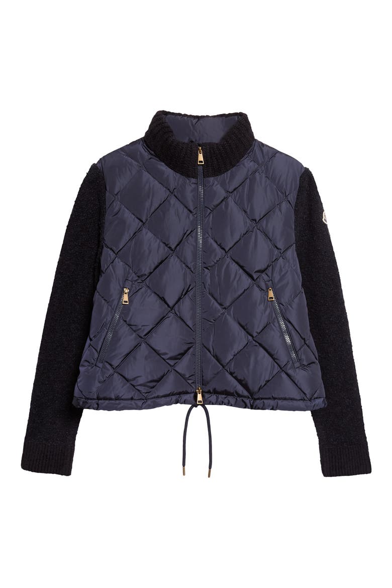 Chenille Sleeve Quilted Down Jacket, Alternate, color, BLUE