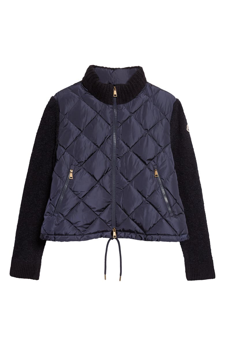 Moncler Chenille Sleeve Quilted Down Jacket, Alternate, color, Blue