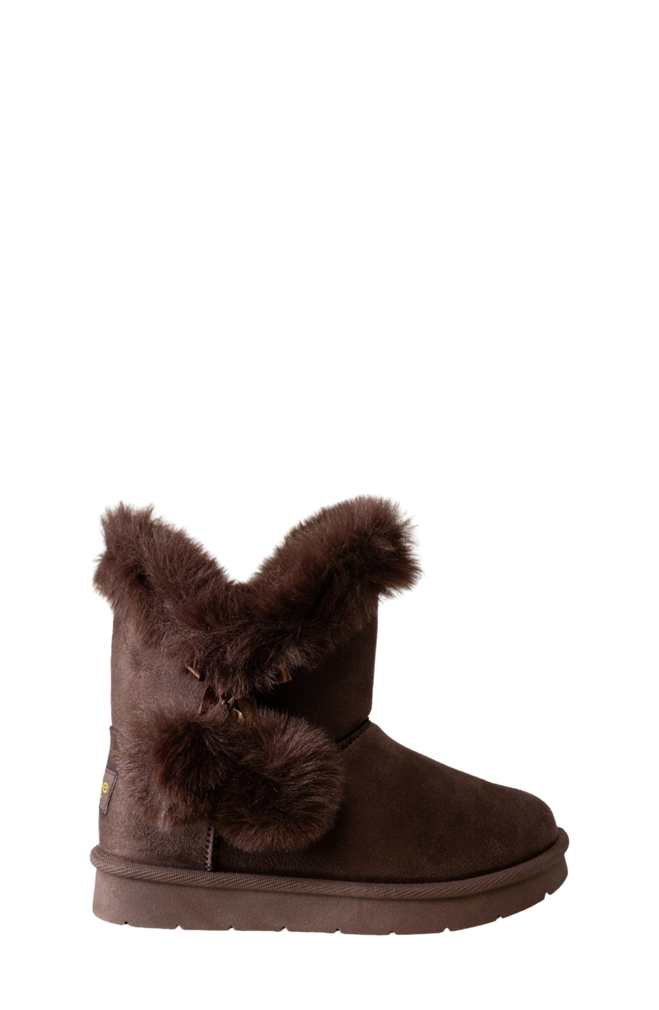 Kids' Faux Fur Trim Boot, Alternate, color, CHOCOLATE