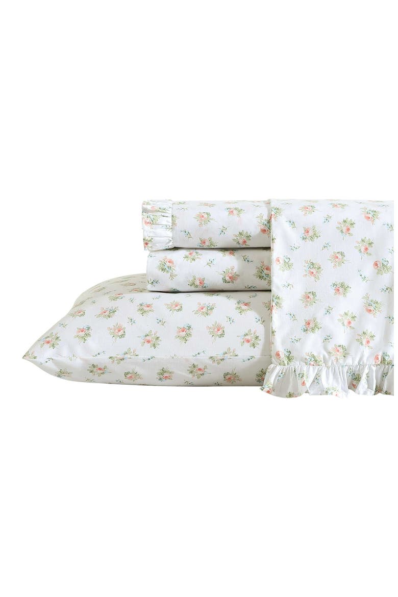 Roseford 4-Piece Cotton Sheet Set, Main, color, PASTEL ORANGE