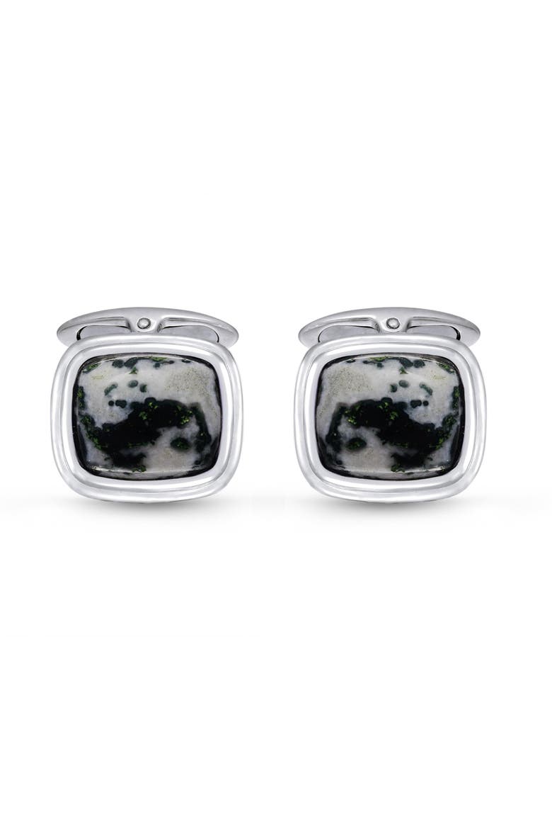 Tree Agate Sterling Silver Men Cufflinks, Main, color, Silver