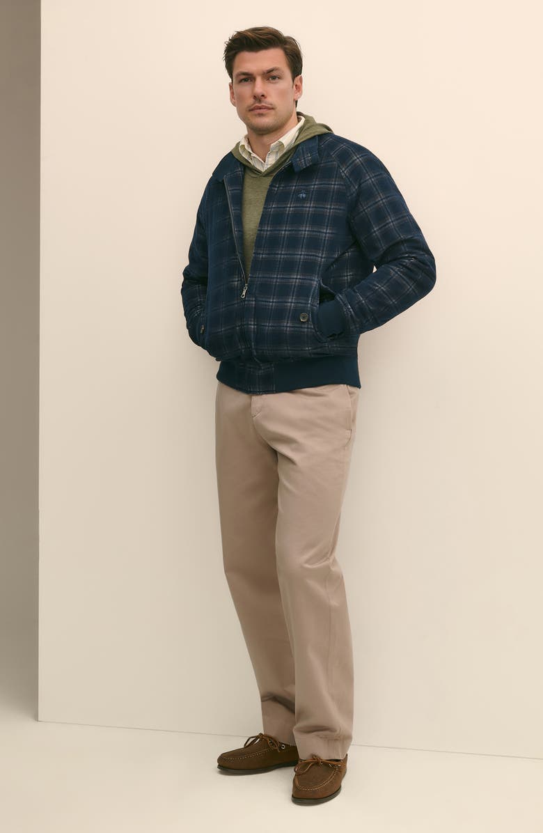 Brooks Brothers Plaid Cotton Corduroy Bomber Jacket, Alternate, color, Blue Plaid