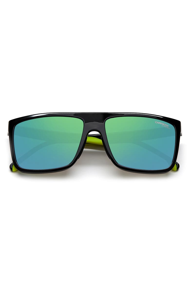 Carrera Eyewear 58mm Rectangle Sunglasses, Alternate, color, Black Green