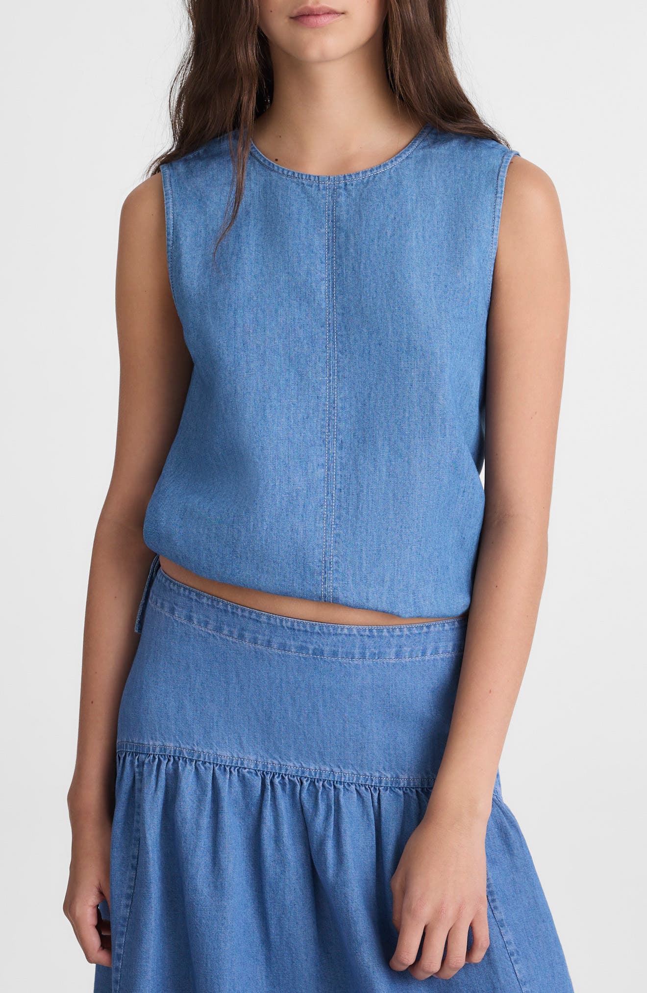 Cinched Denim Shell Top