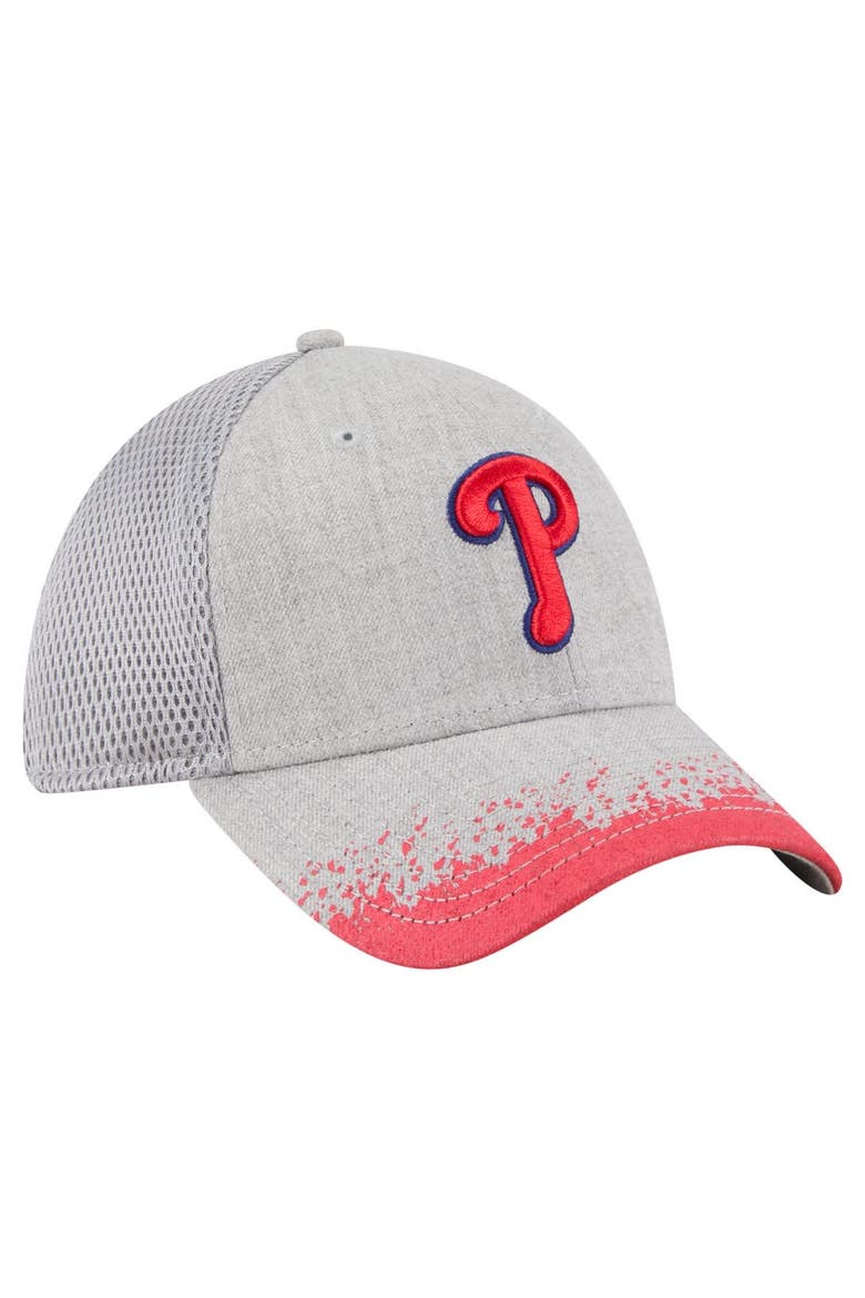 Men's New Era Gray Philadelphia Phillies Visor Paint Splatter 39THIRTY Flex Hat, Alternate, color, Gray
