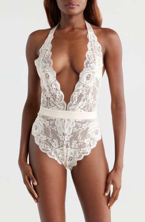 Floral Lace Halter Teddy