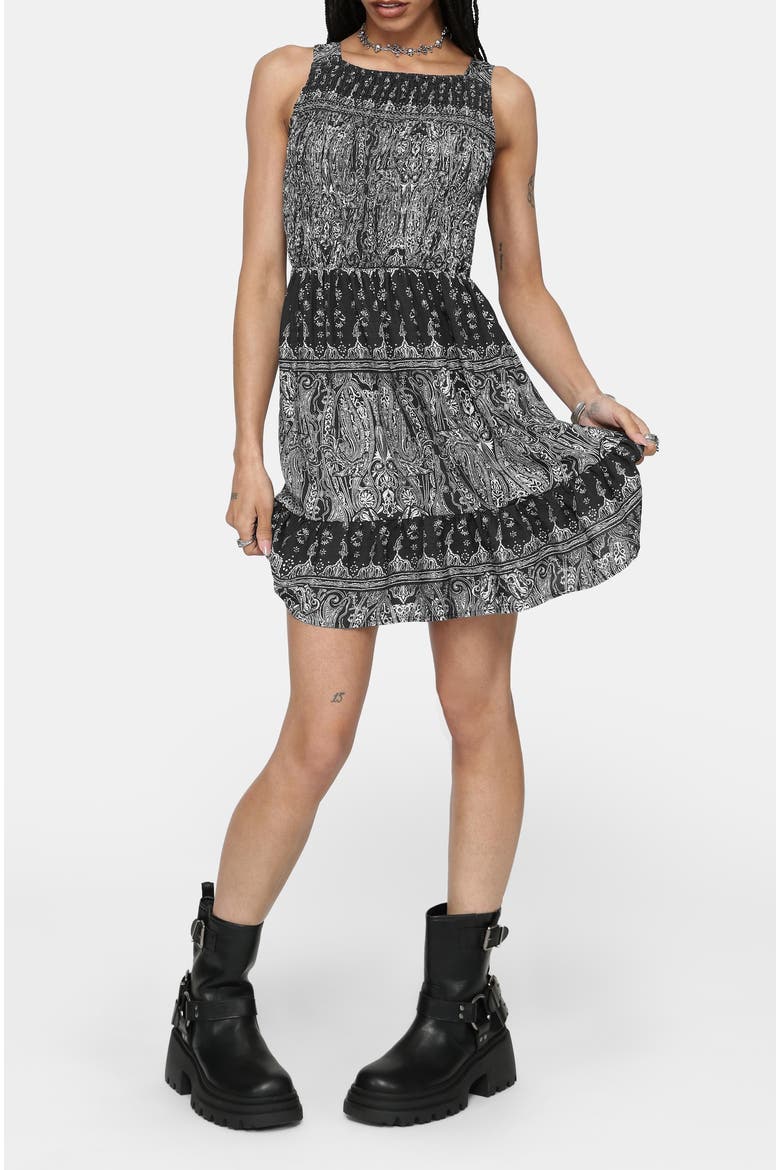 Zelira Shirred Mini Dress, Alternate, color, Black