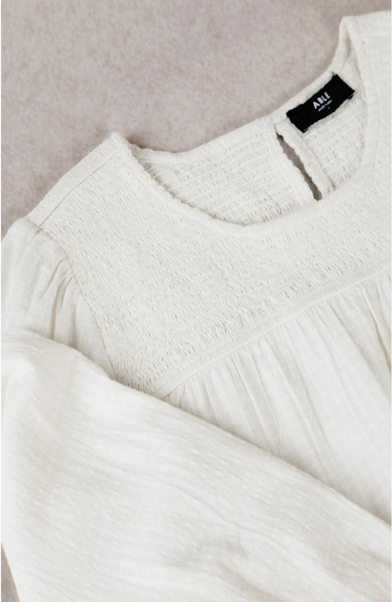 ABLE Lisa Smocked Neck Sleeve Top, Alternate, color, 