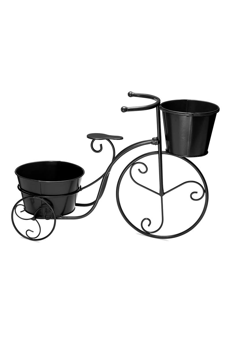 Glitzhome 21.5"L Metal Bicycle Planter Stands Flower Pot Cart, Alternate, color, Black