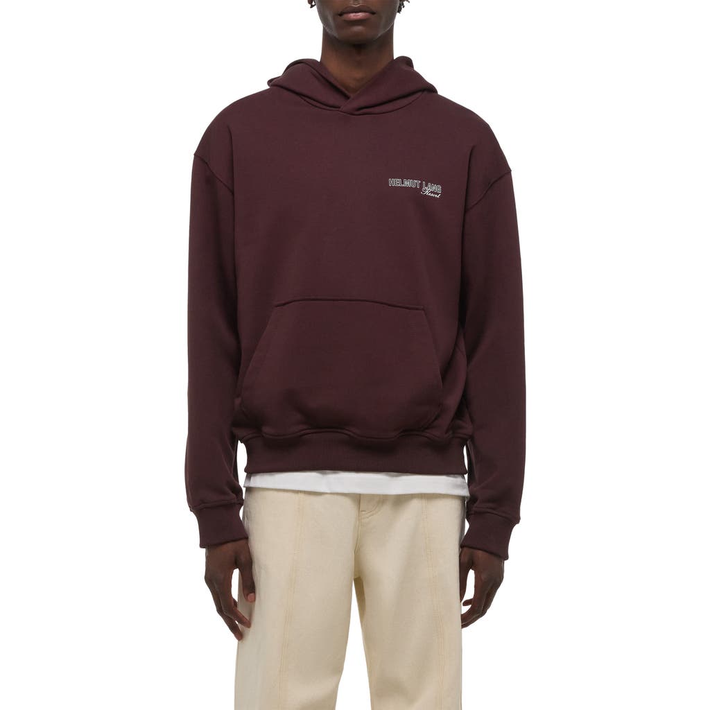 Helmut Lang Relaxed Fit Graphic Ski Hoodie In Burgundy