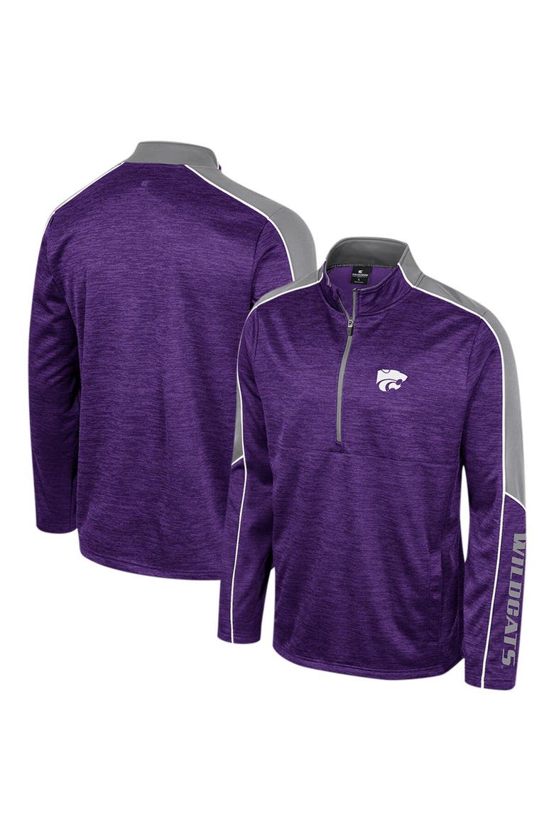 Men's Colosseum Purple Kansas State Wildcats Marled Half-Zip Jacket, Main, color, Purple