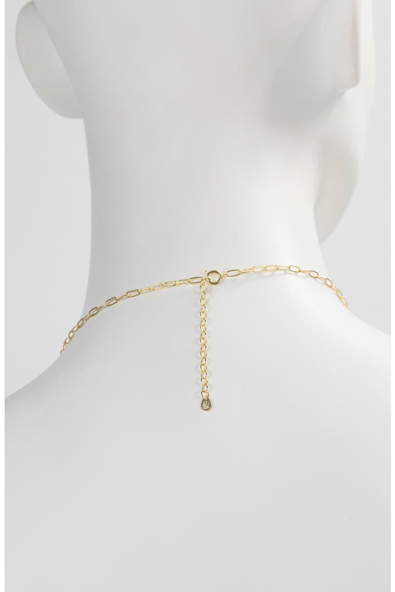 Simulated Pearl Paperclip Chain Necklace, Alternate, color, GOLD
