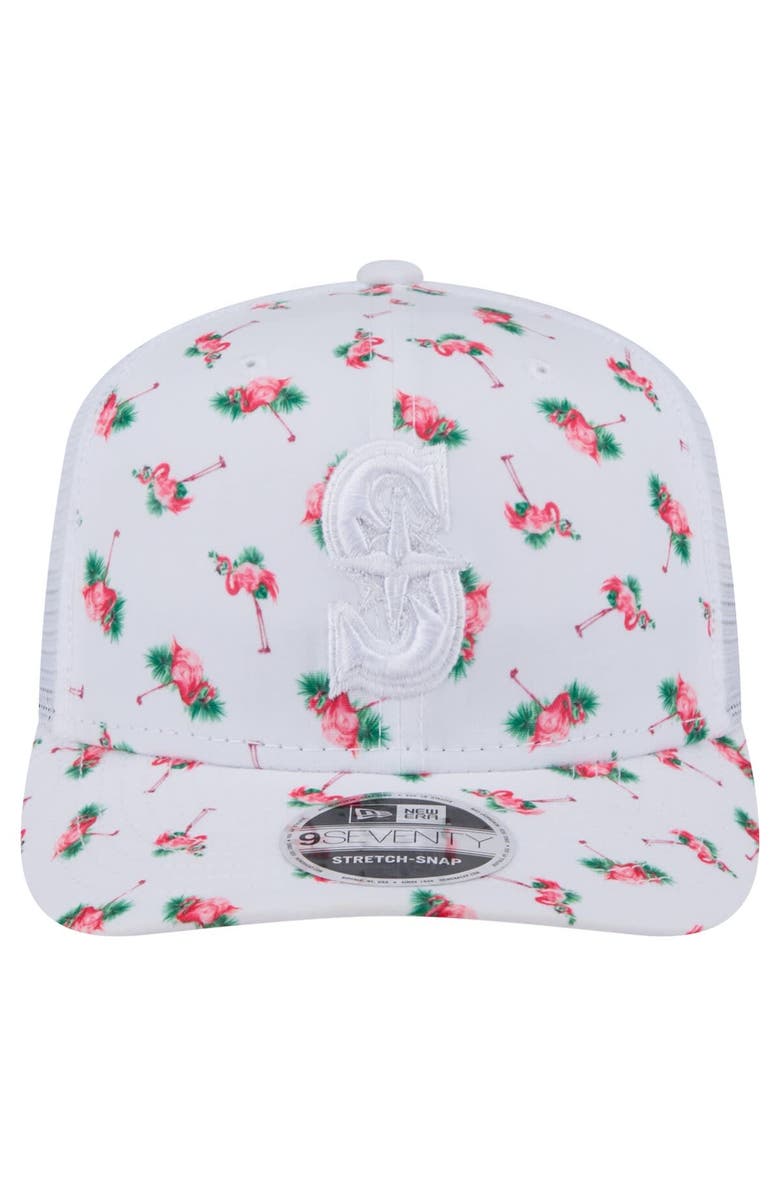 New Era Men's New Era  White Seattle Mariners Flamingo Mesh Back 9SEVENTY Stretch-Snap Hat, Alternate, color, 