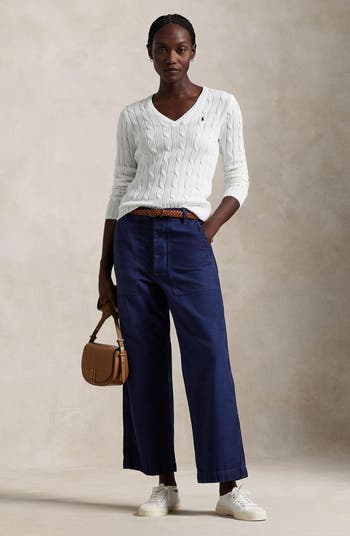 Polo Ralph Lauren The Ricky Wide Leg Crop Cotton Sateen