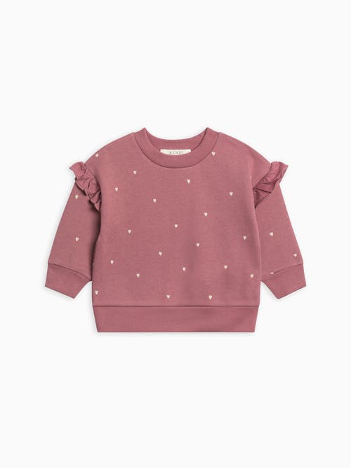 Kendi Abbey Fleece Ruffle Sleeve Pullover Sweatshirt In Pink