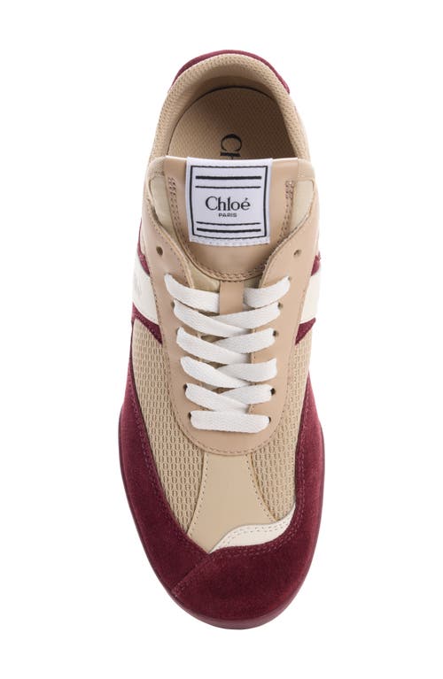 Chloé Kick Mixed Leather Retro Low-top Sneakers In Brown