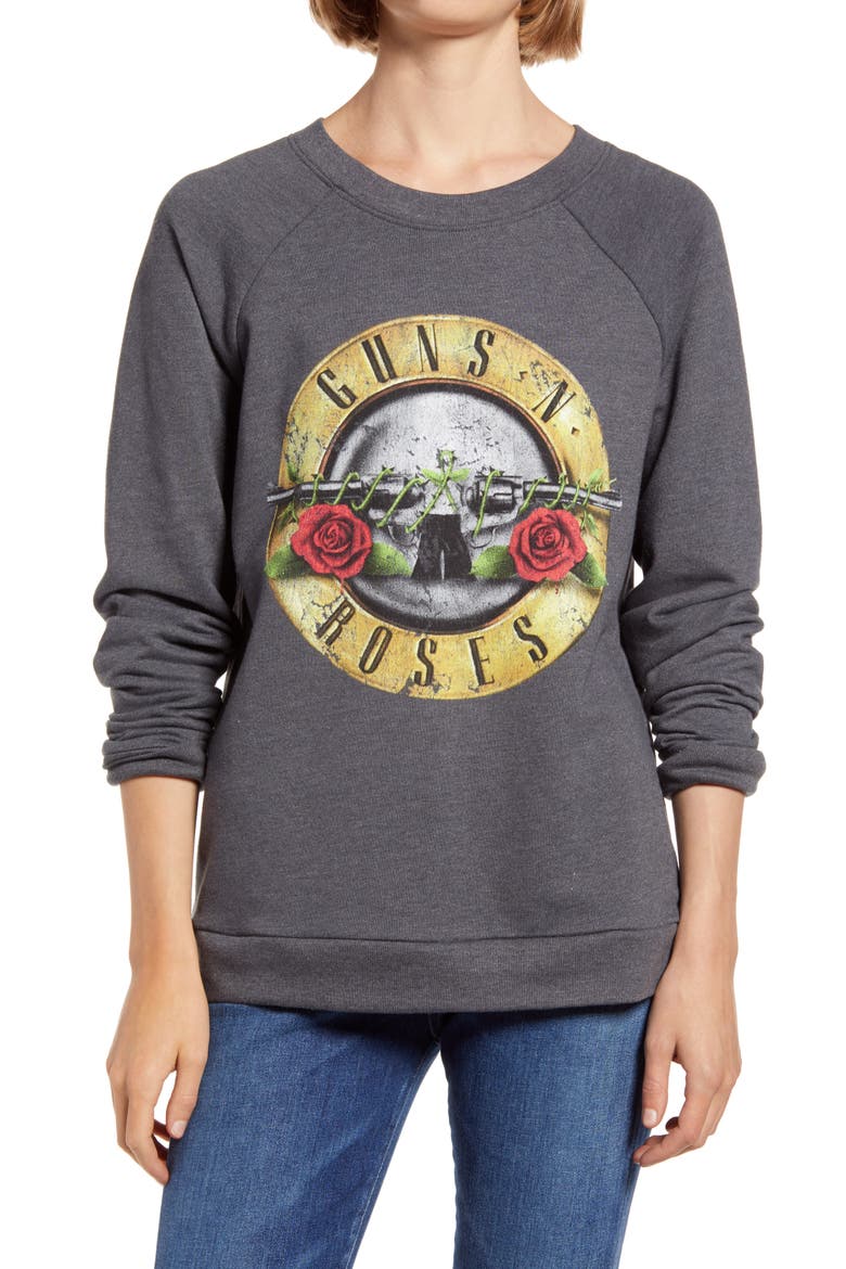 Band Graphic Sweatshirt, Main, color, GREY- ROSES