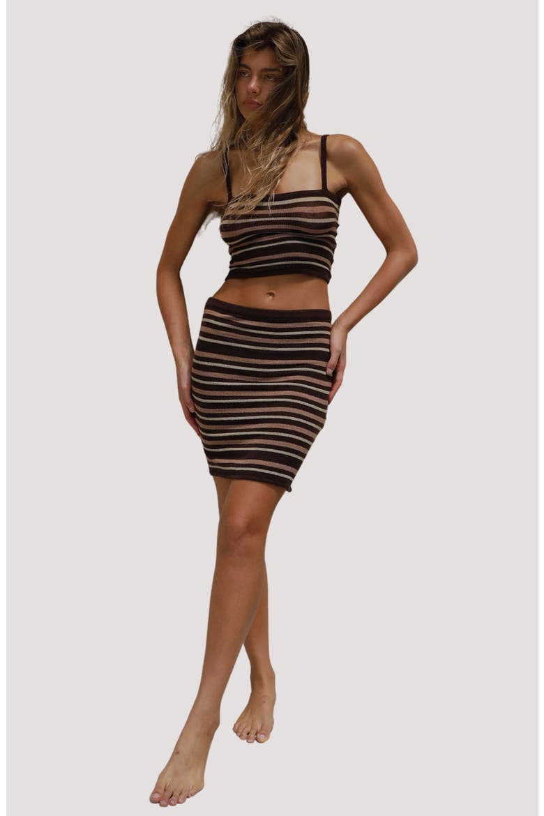 Mahlia Stripe Crop Cover-Up Camisole, Alternate, color, WARM UMBRA STRIPE