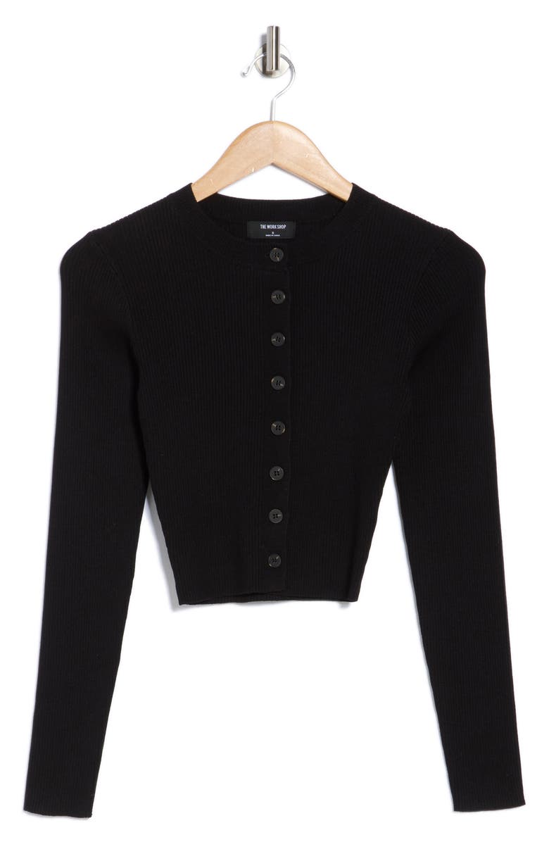 Blu Pepper Button Front Crop Cardigan, Alternate, color, Black