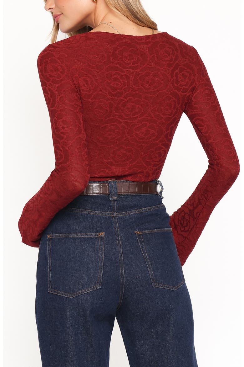 Jasmine Floral Jacquard Knit Top, Alternate, color, RED
