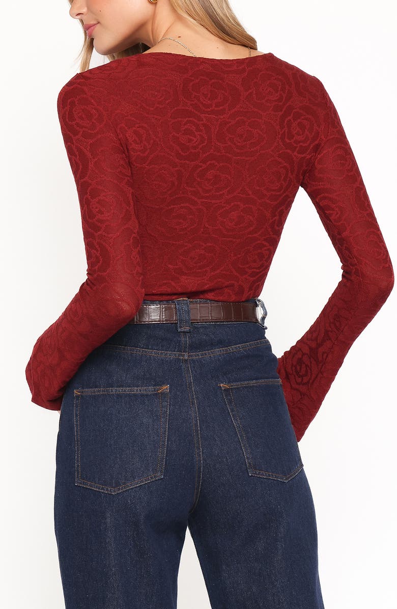 Petal & Pup Jasmine Floral Jacquard Knit Top, Alternate, color, Red