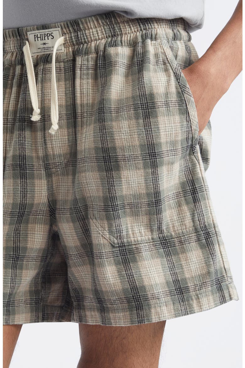 Kennedy Plaid Cotton Flannel Shorts, Alternate, color, SAGE PLAID