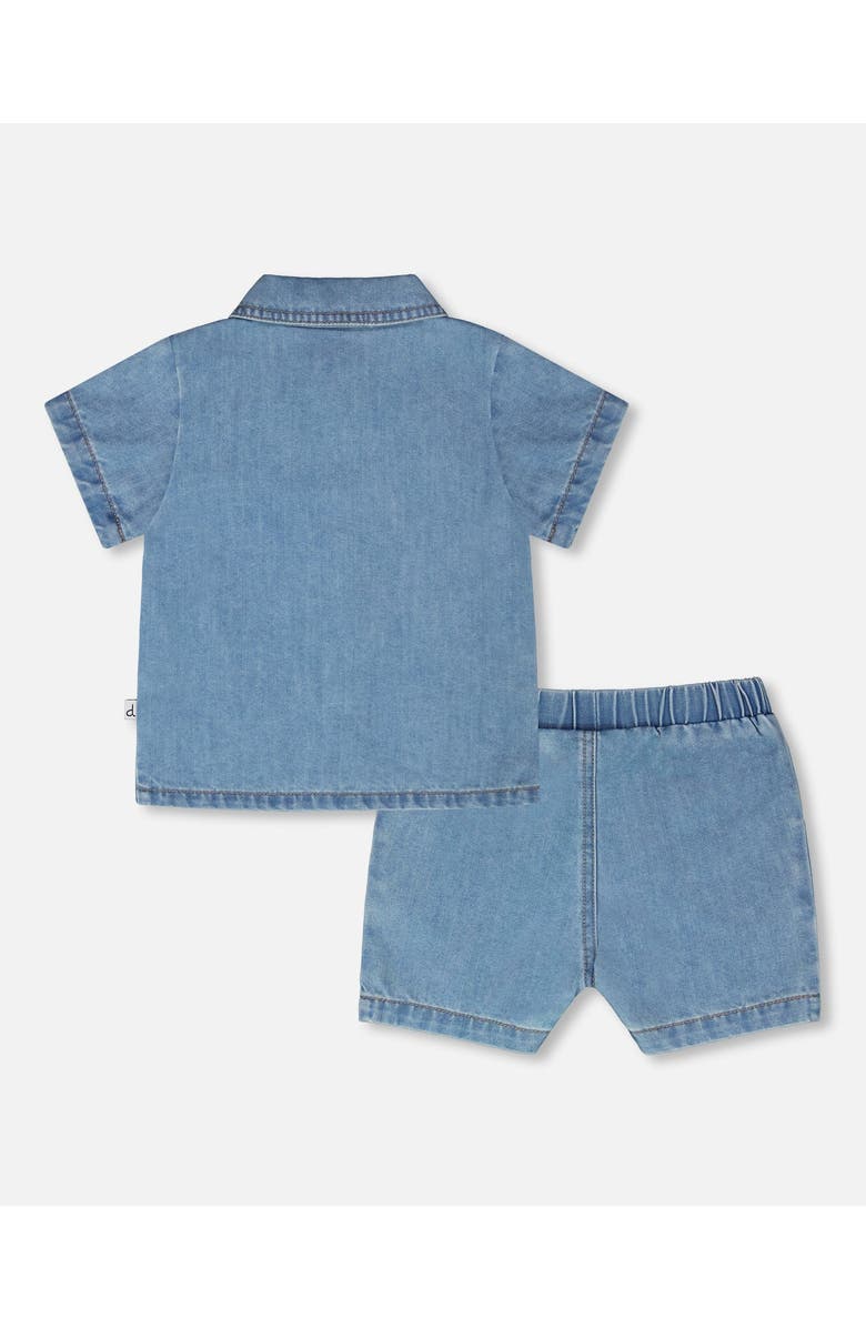 Deux par Deux Light Blue Chambray Top and Short Set, Alternate, color, Light Blue Denim