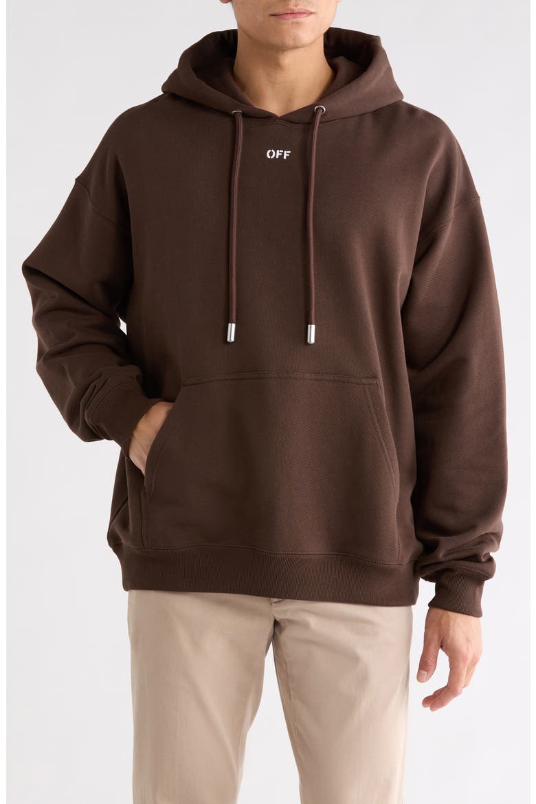 Off Stamp Skate Pullover Hoodie, Main, color, CHOCOLATE-WHITE