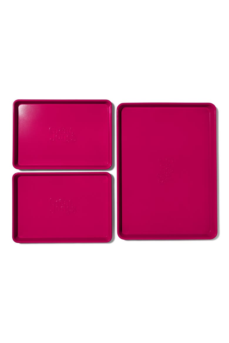 Sheet Show 3-Piece Nonstick Sheet Pan Set, Main, color, RASPBERRY
