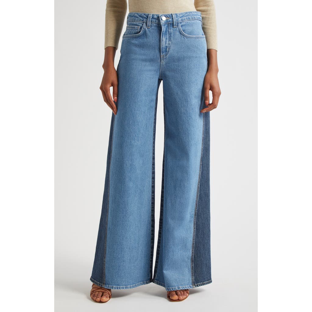 L'agence Beau High-rise Wide-leg Contrast Jeans In Blue