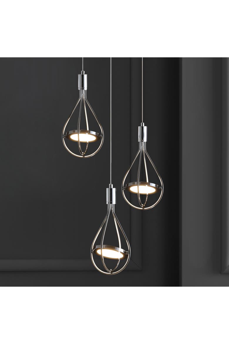 Orion Adjustable Modern Integrated 3-Light Cluster LED Metal Pendant, Alternate, color, Chrome