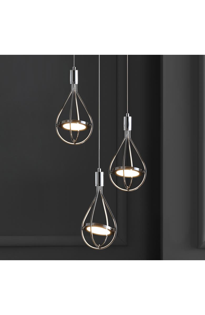 JONATHAN Y Orion Adjustable Modern Integrated 3-Light Cluster LED Metal Pendant, Alternate, color, Chrome