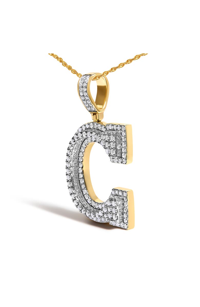 Haus of Brilliance Men's 10K Yellow Gold 1 3/4 Cttw Diamond Letter C Initial Pendant Necklace, Alternate, color, Yellow Gold