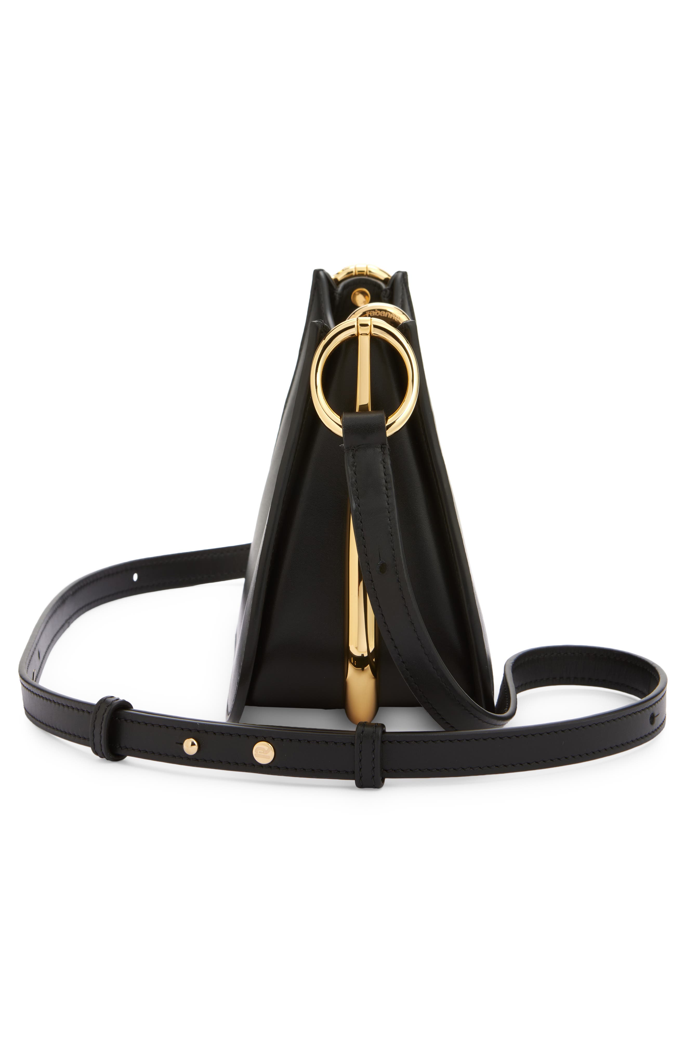 Rabanne The Small Ring Leather Shoulder Bag, Alternate, color, Black