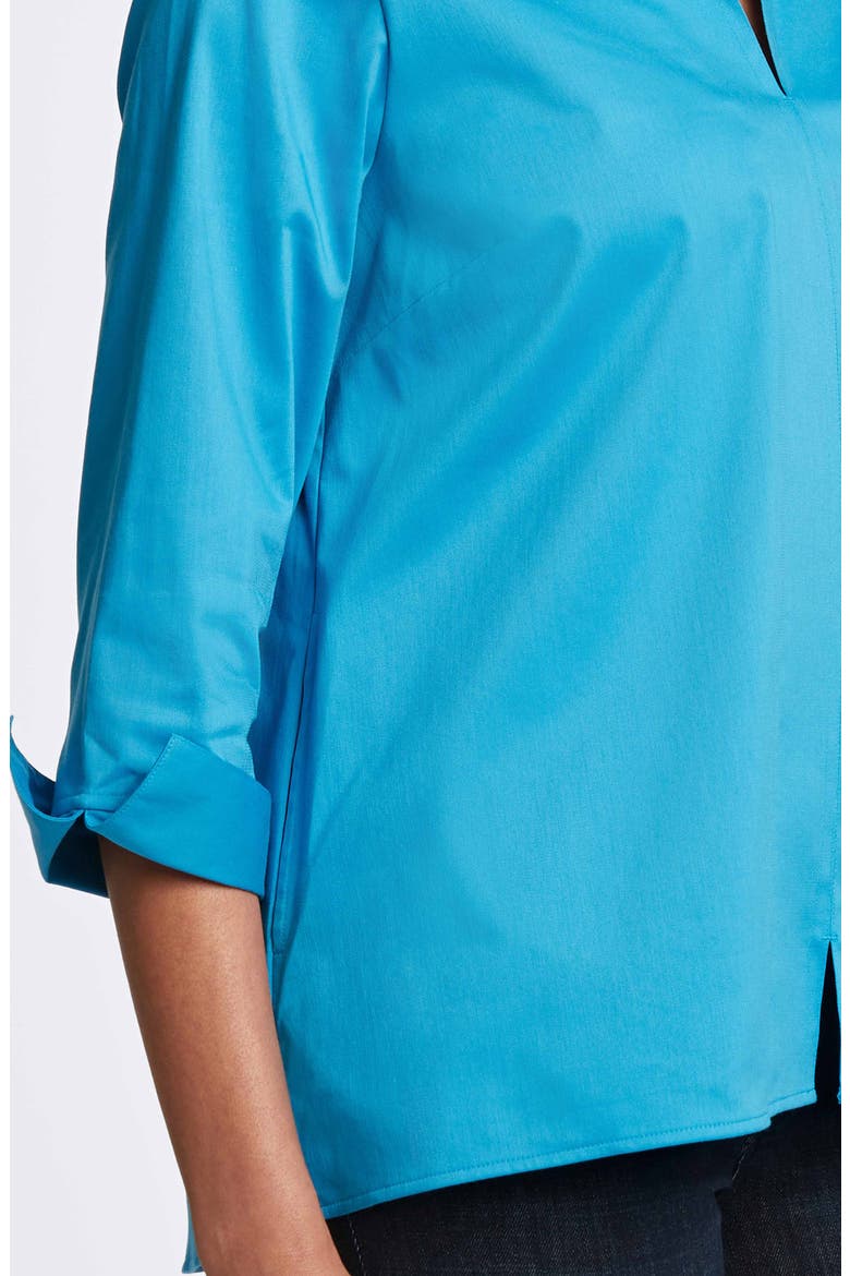 Agnes Split Cuff Popover Top, Alternate, color, TRUE BLUE