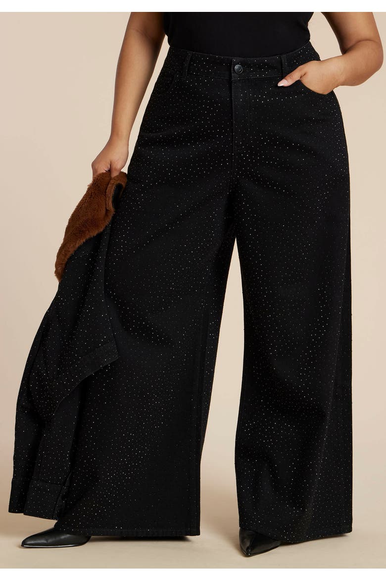 Embellished Rhinestone Jeans, Alternate, color, BLACK