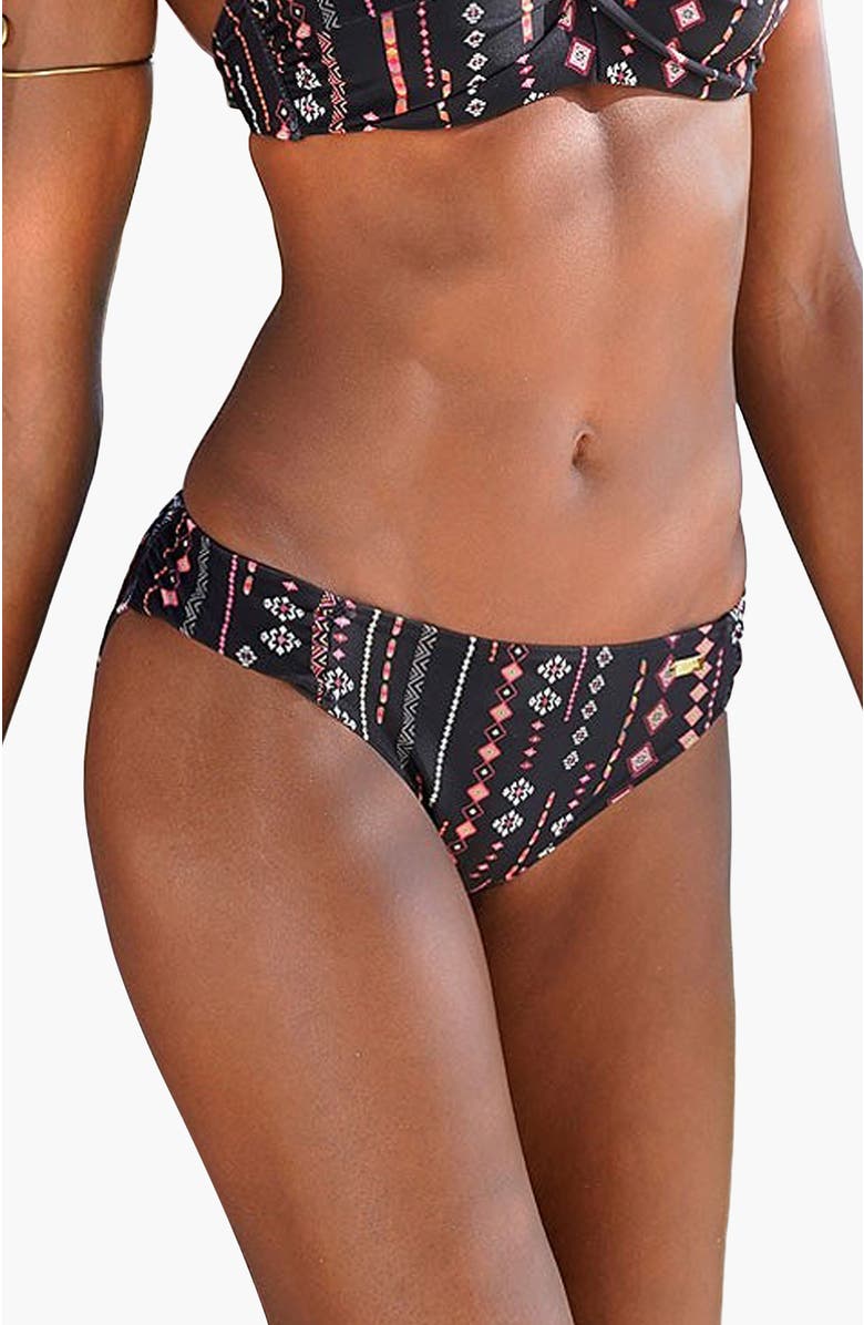 LASCANA Pattern Classic Bikini Bottom, Main, color, Black Printed