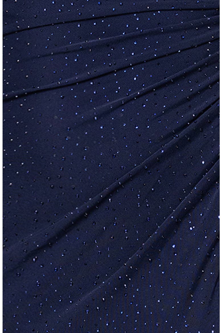 Crystal Stud Detail Powermesh Sheath Gown, Alternate, color, NAVY/ NAVY