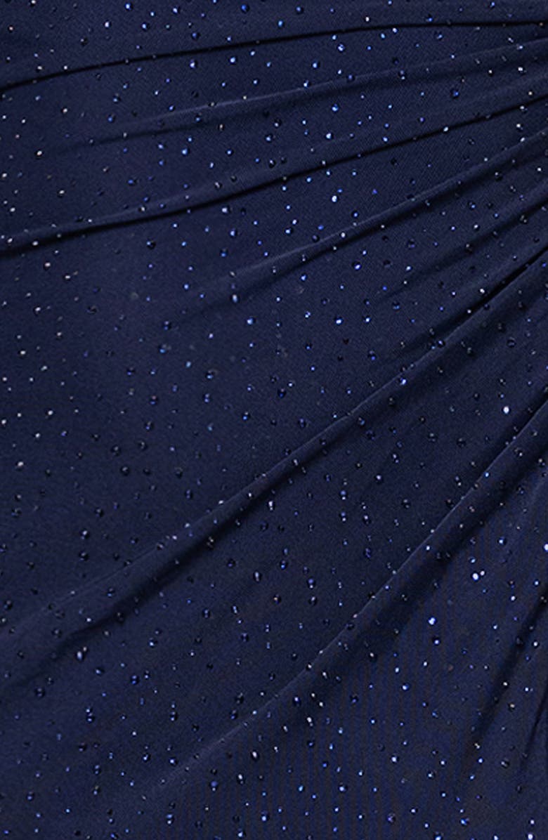 Betsy & Adam Crystal Stud Detail Powermesh Sheath Gown, Alternate, color, Navy/ Navy